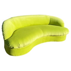 Bright Green Retro Curved Sofa