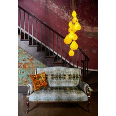 Bright Hand Blown Glass Pendant Cluster Pendant or Chandelier, Canary Yellow