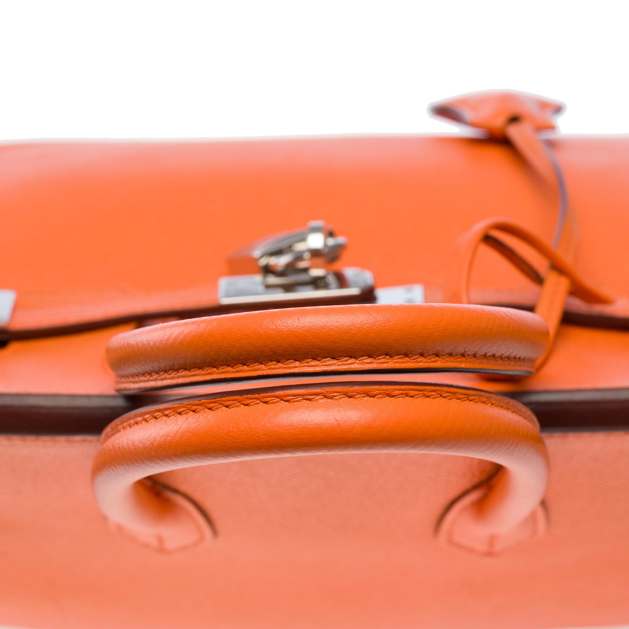 Bright Hermes Birkin 25cm handbag in Orange Epsom calf leather, SHW For Sale 7