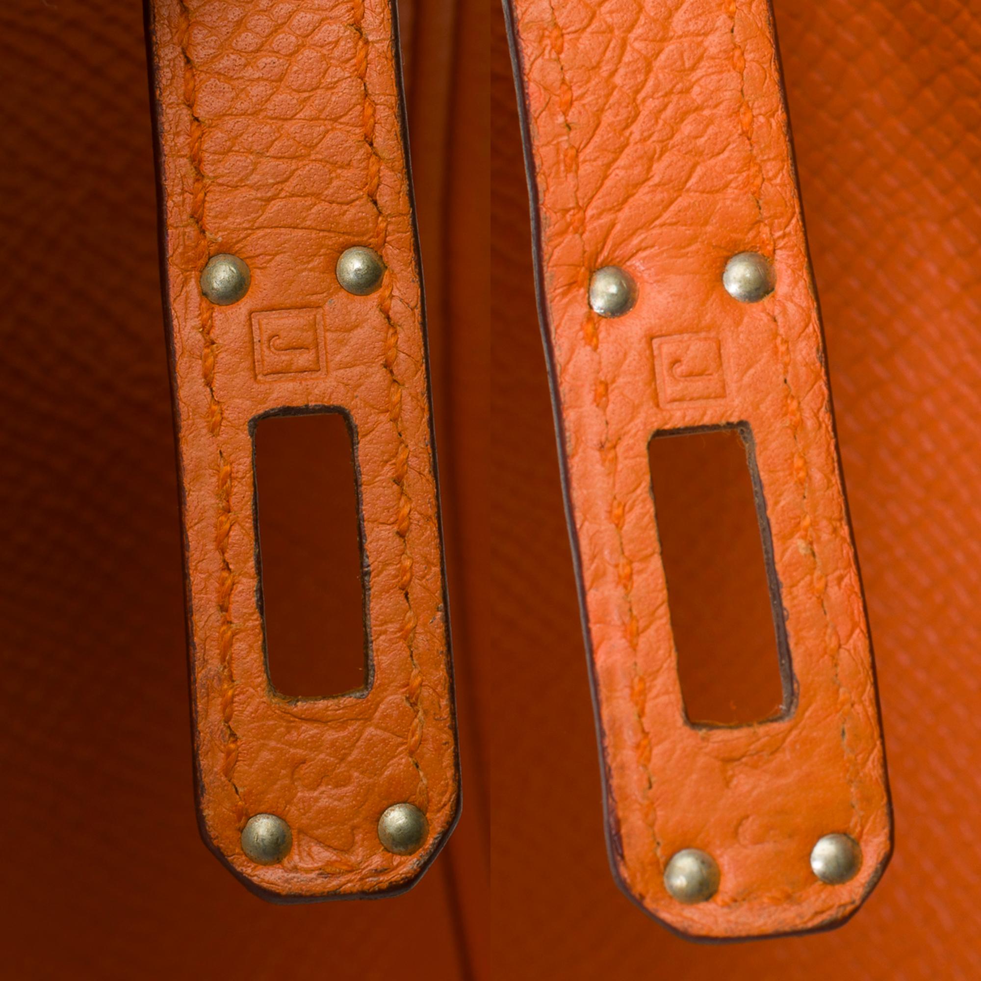Sac à main Hermès Birkin 25cm en cuir de veau Epsom orange, SHW en vente 5