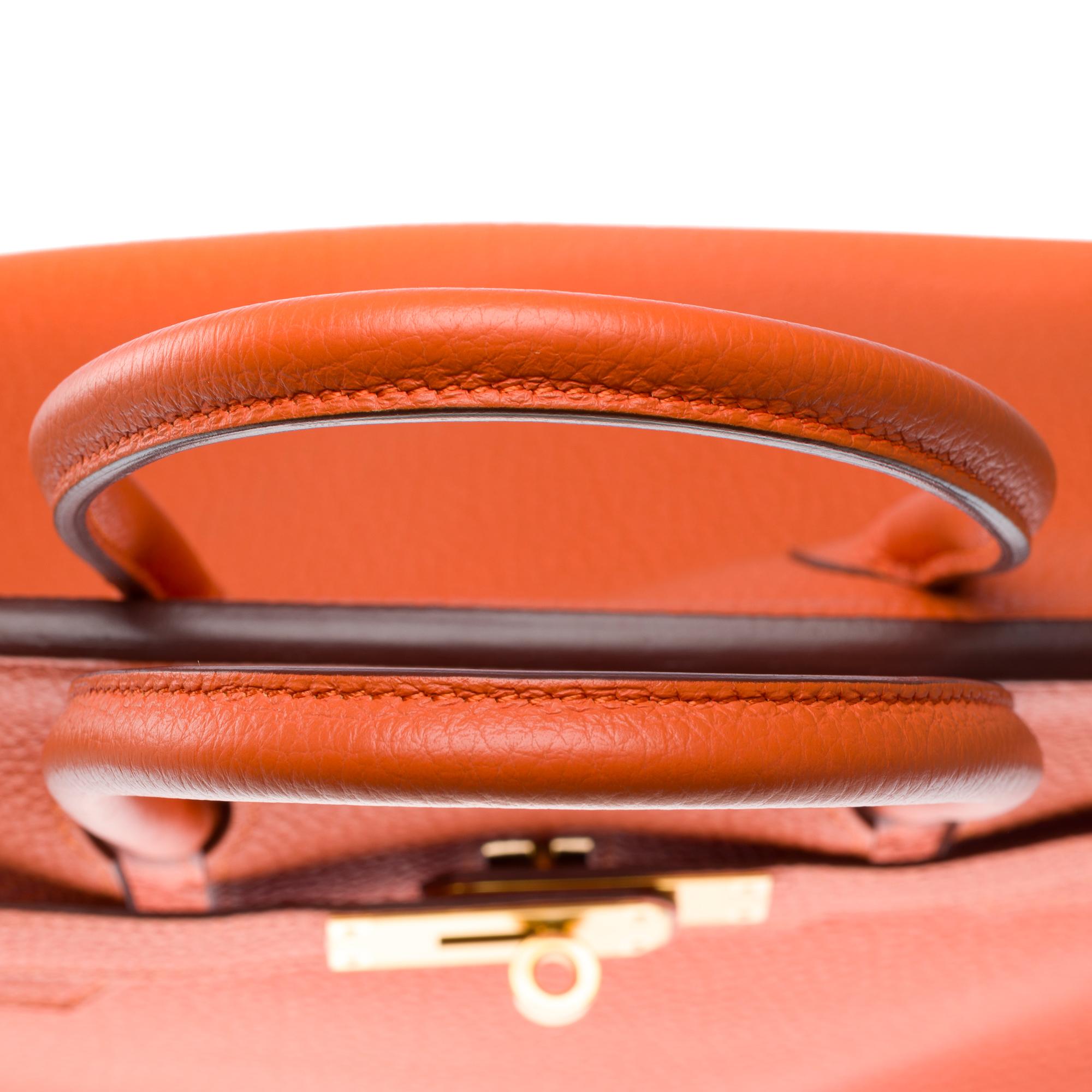 Bright Hermes Birkin 30 handbag in Orange Togo Calfskin leather, GHW For Sale 6