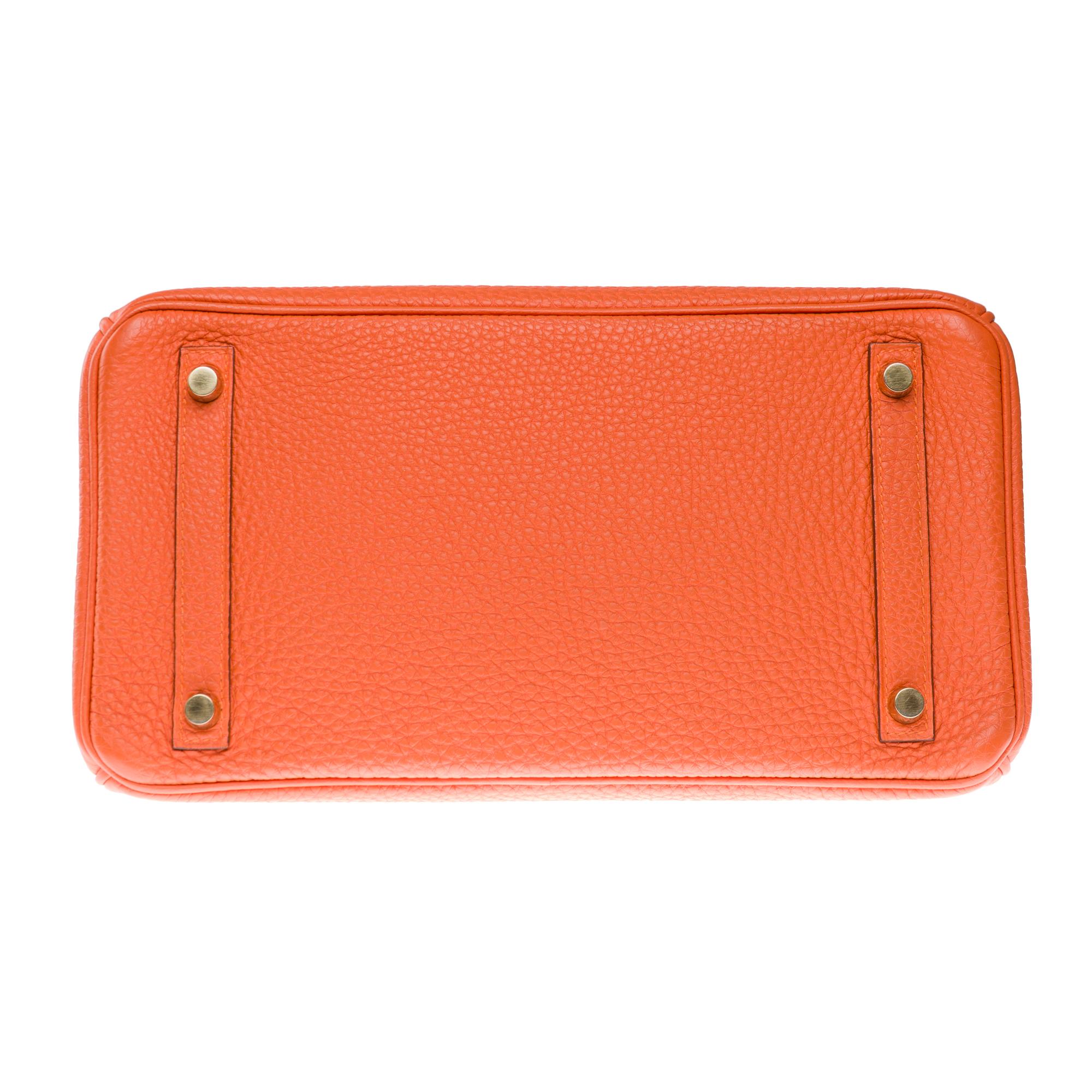 Bright Hermes Birkin 30 handbag in Orange Togo Calfskin leather, GHW For Sale 7
