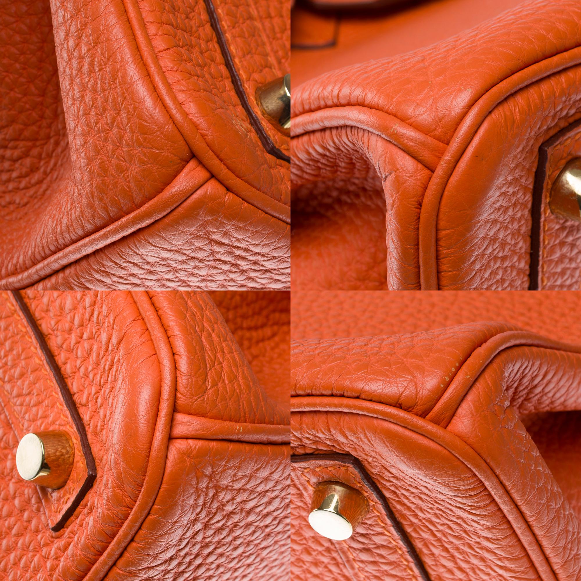 Bright Hermes Birkin 30 handbag in Orange Togo Calfskin leather, GHW For Sale 8