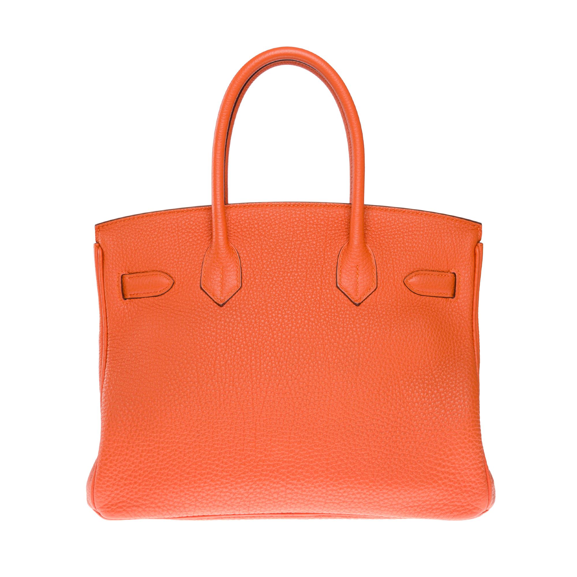 Women's or Men's Bright Hermes Birkin 30 handbag in Orange Togo Calfskin leather, GHW For Sale