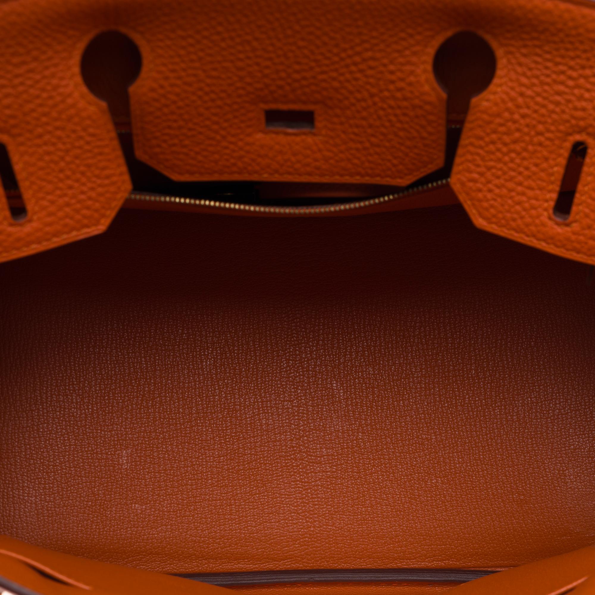 Bright Hermes Birkin 30 handbag in Orange Togo Calfskin leather, GHW For Sale 5