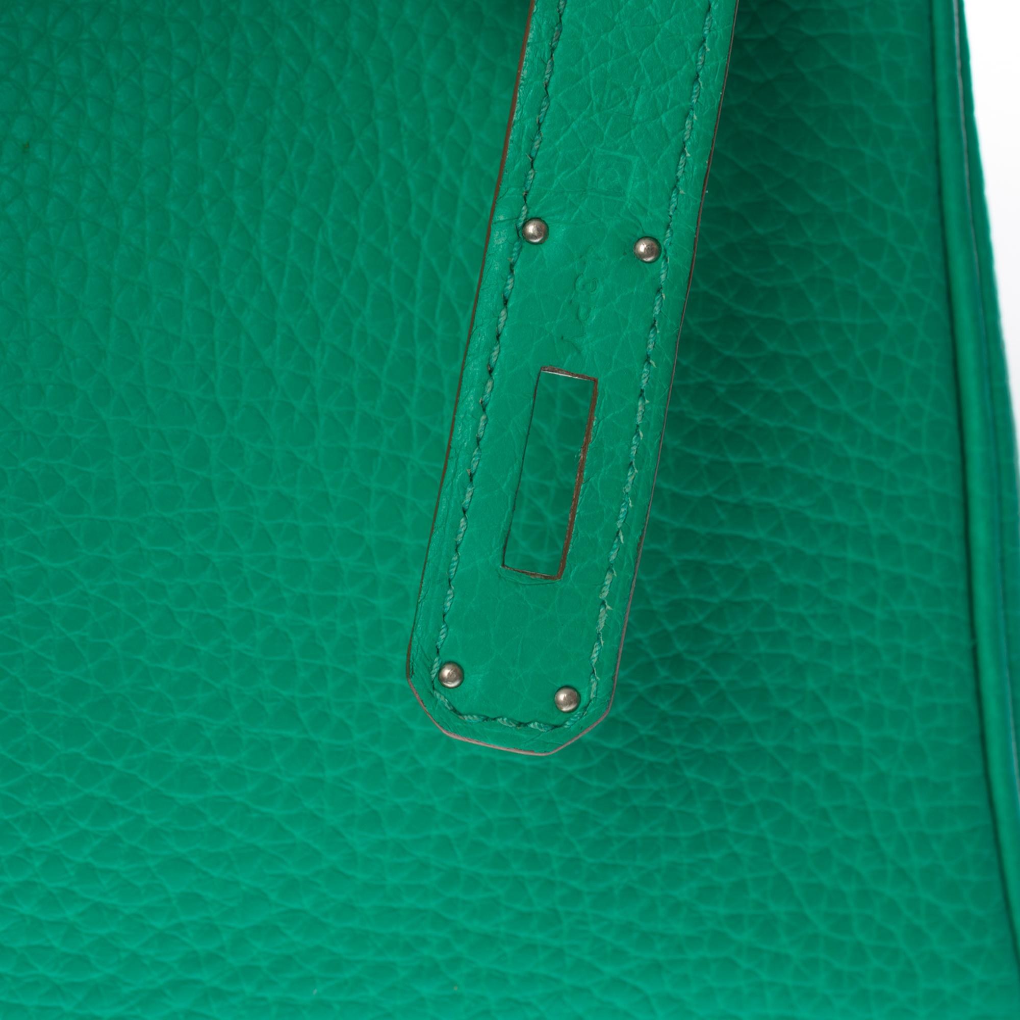 Women's Bright Hermès Birkin 30 handbag in Vert Menthe Taurillon Clémence leather, SHW