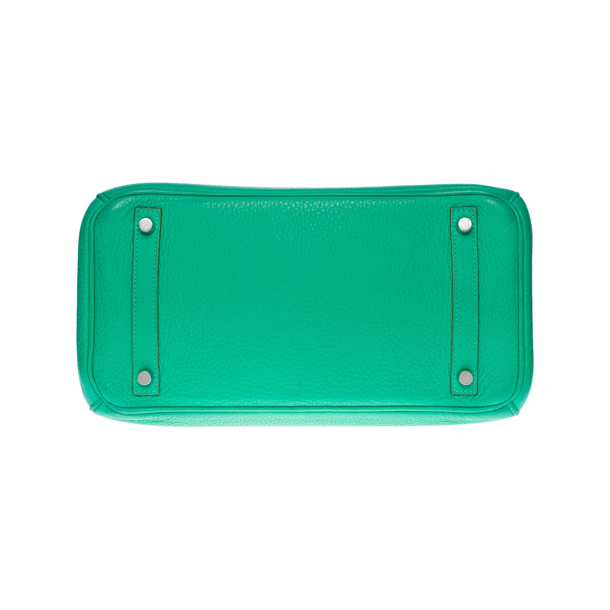 Bright Hermès Birkin 30 handbag in Vert Menthe Taurillon Clémence leather, SHW 3