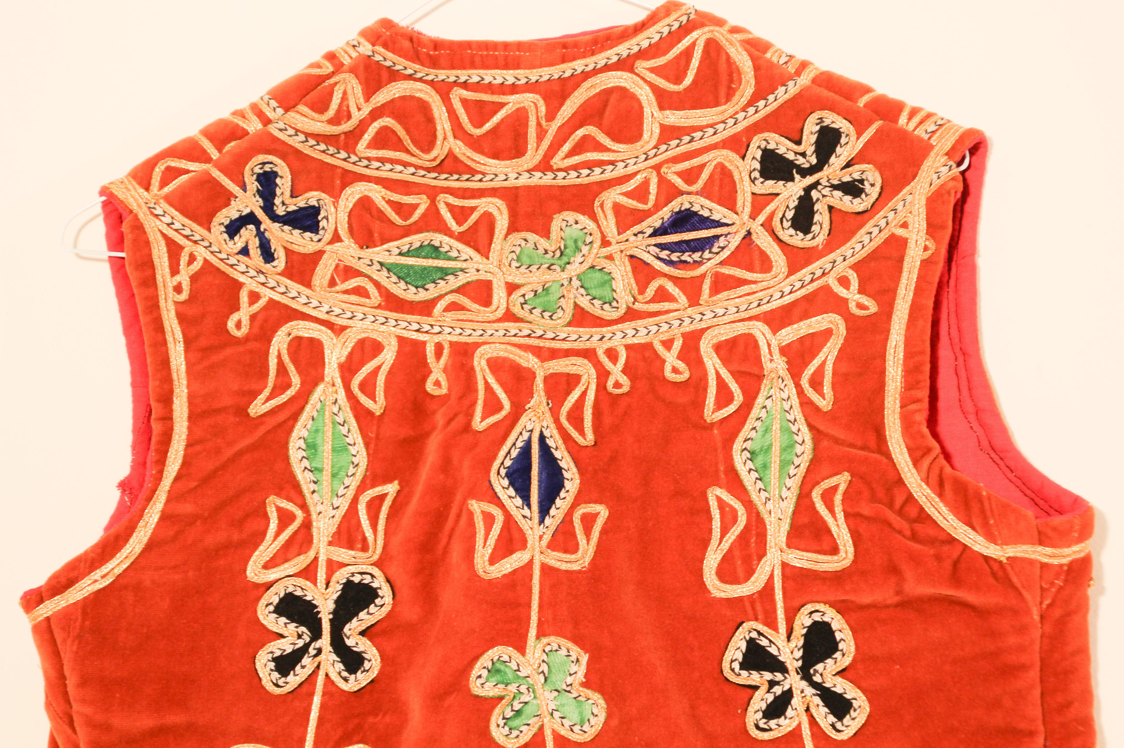 Bright Bohemian Turkish Red Vest For Sale 5