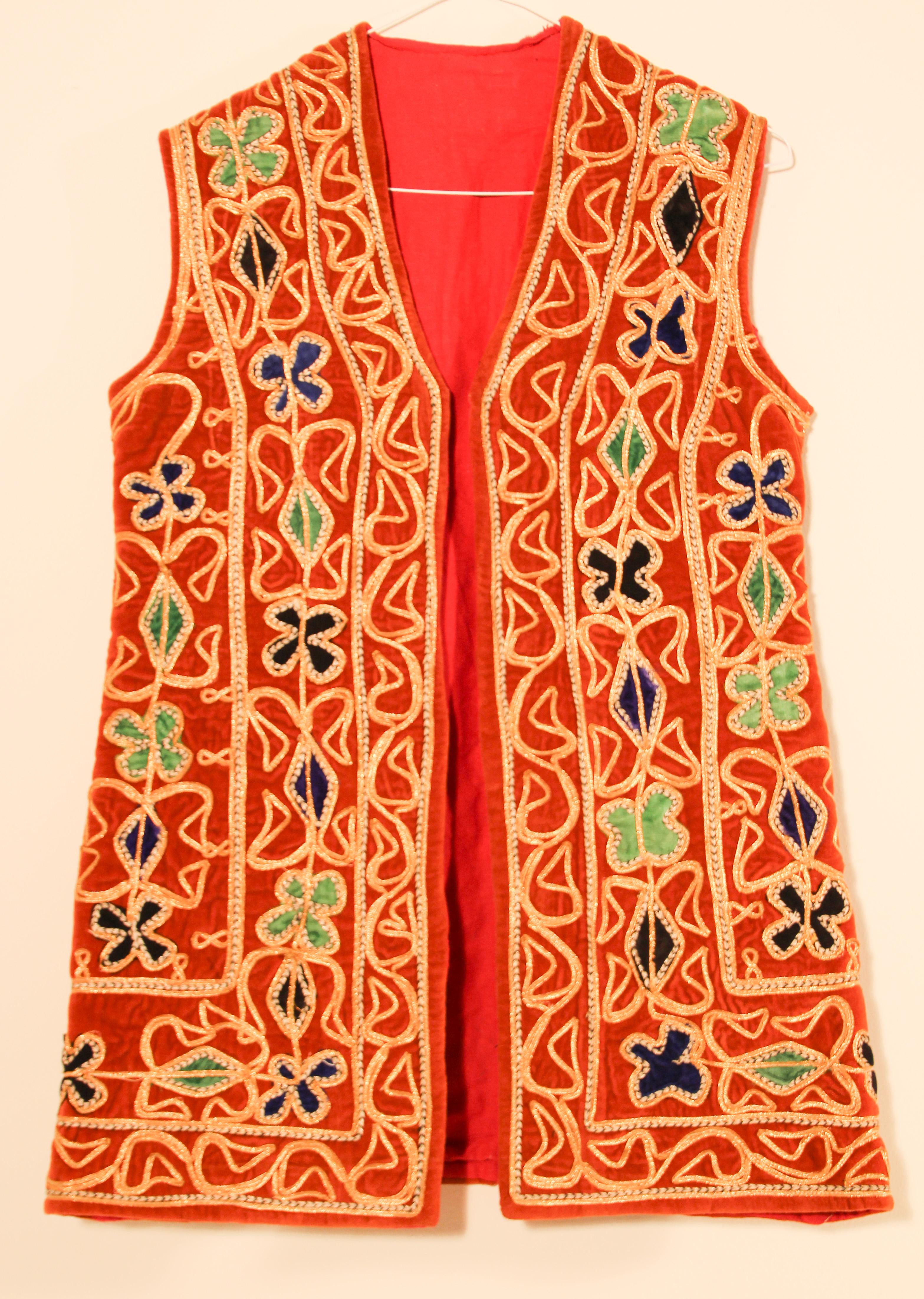 Bright Bohemian Turkish Red Vest For Sale 11
