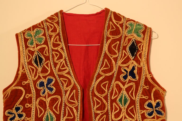 Bright Bohemian Turkish Red Vest For Sale at 1stDibs