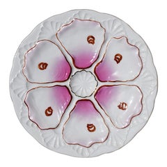 Bright Hot Pink Ceramic Oyster Plate with 6 Wells