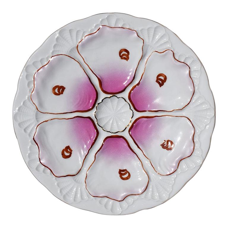 Bright Hot Pink Ceramic Oyster Plate with 6 Wells For Sale at 1stDibs