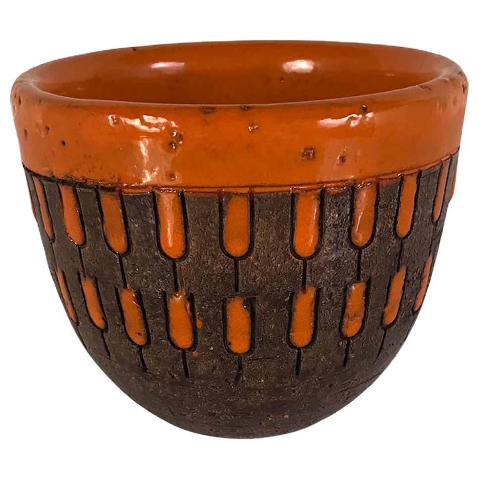 Bright Mid Century Pottery Bowl by Aldo Londi for Bitossi, Italy, 1960s