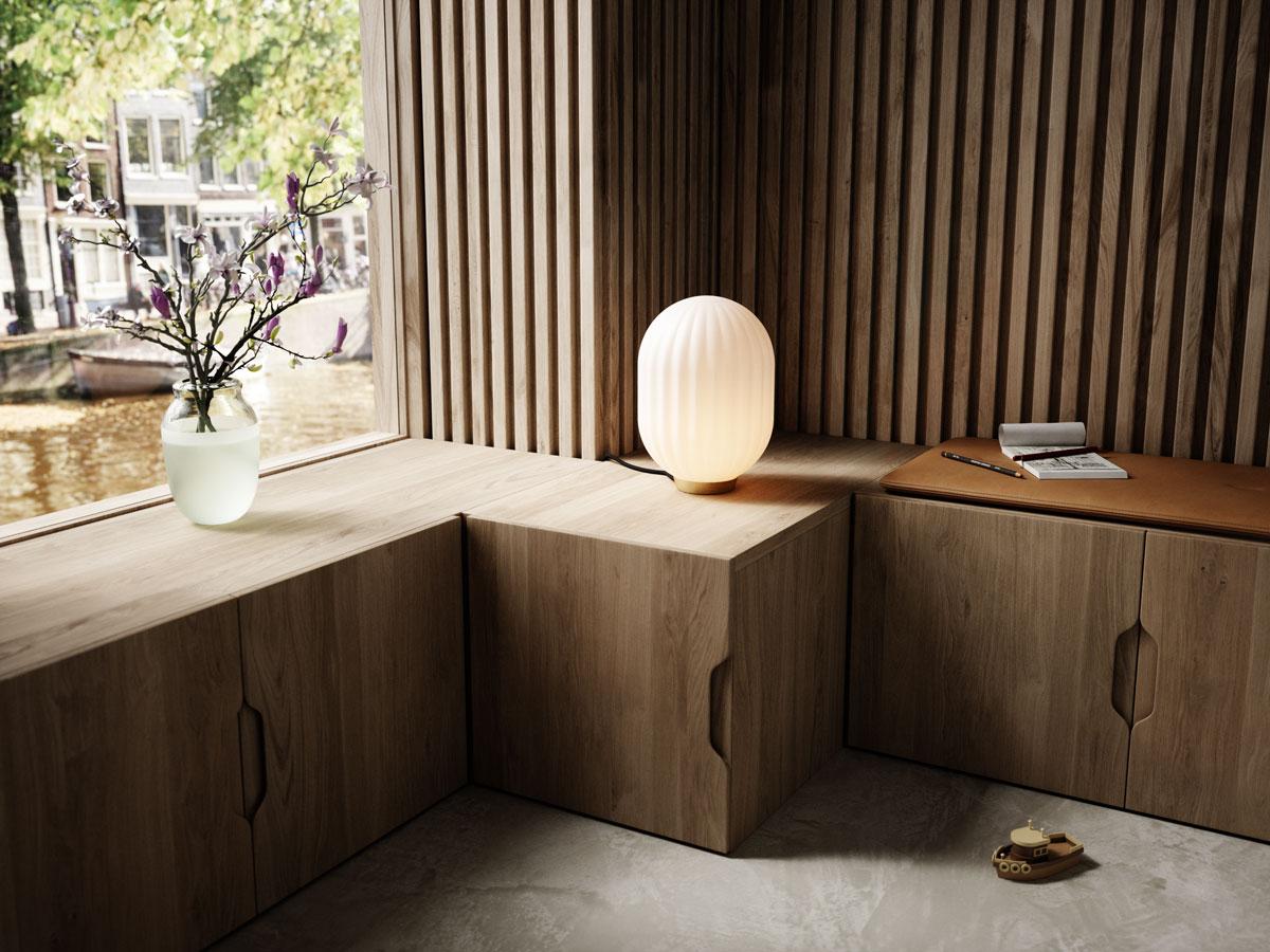 Bright Modeco + Table Lamp by Nordic Tales
Designed by Jonas Hoejgaard
Dimensions: Ø 20 x H 26 cm.
Materials: Glass and brass.

All our lamps can be wired according to each country. If sold to the USA it will be wired for the USA for instance.