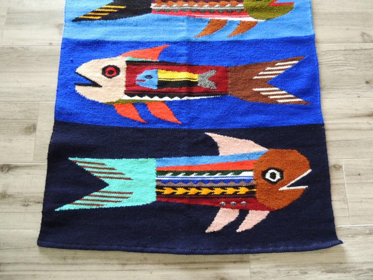 Bright Multi-Color Ecuadorian Woven Wall Tapestry For Sale at 1stDibs