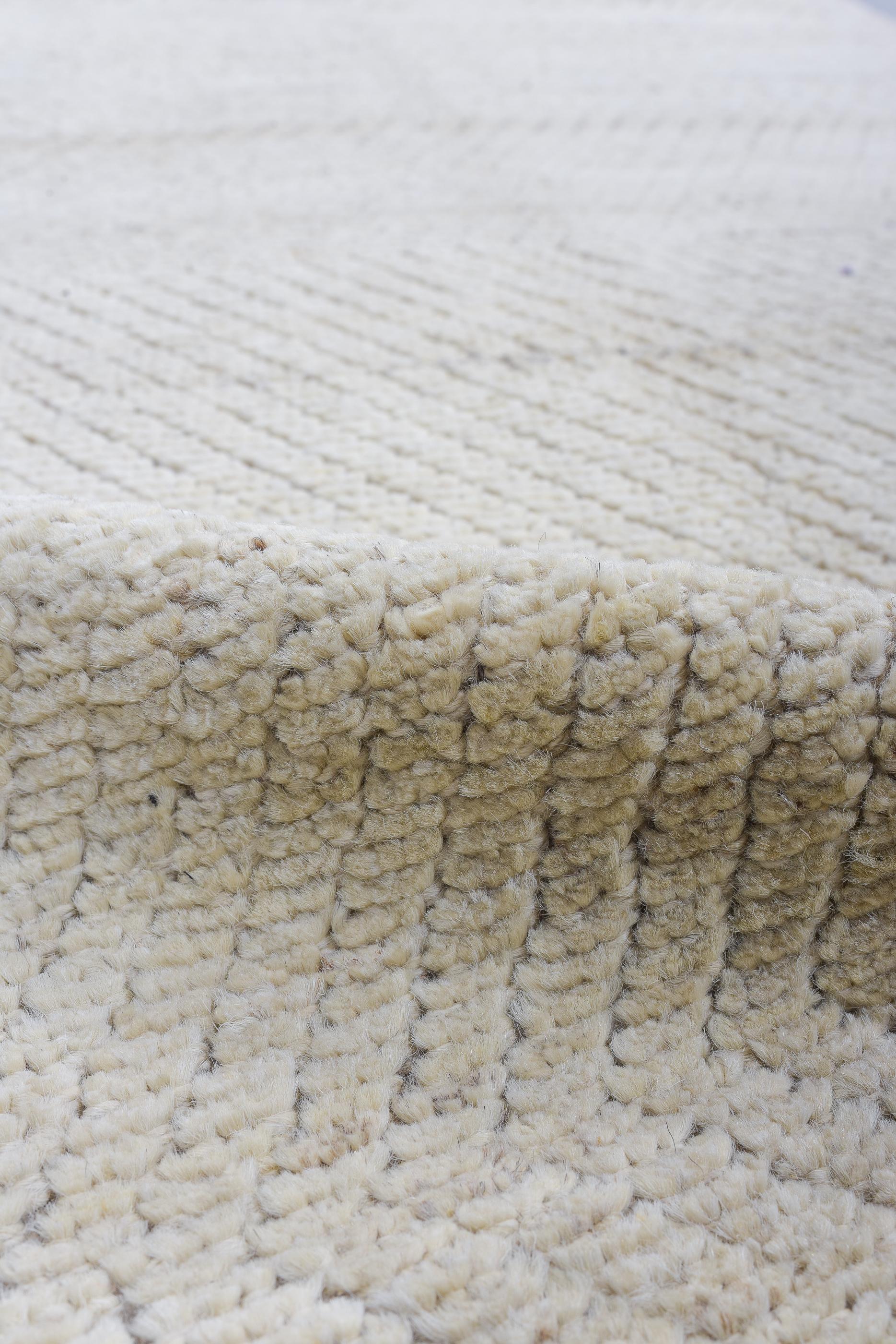 Wool Bright New White Abrash Tulu Rug For Sale