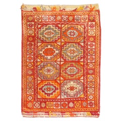 Leuchtend orangefarbener antiker türkischer Bergama-Teppich