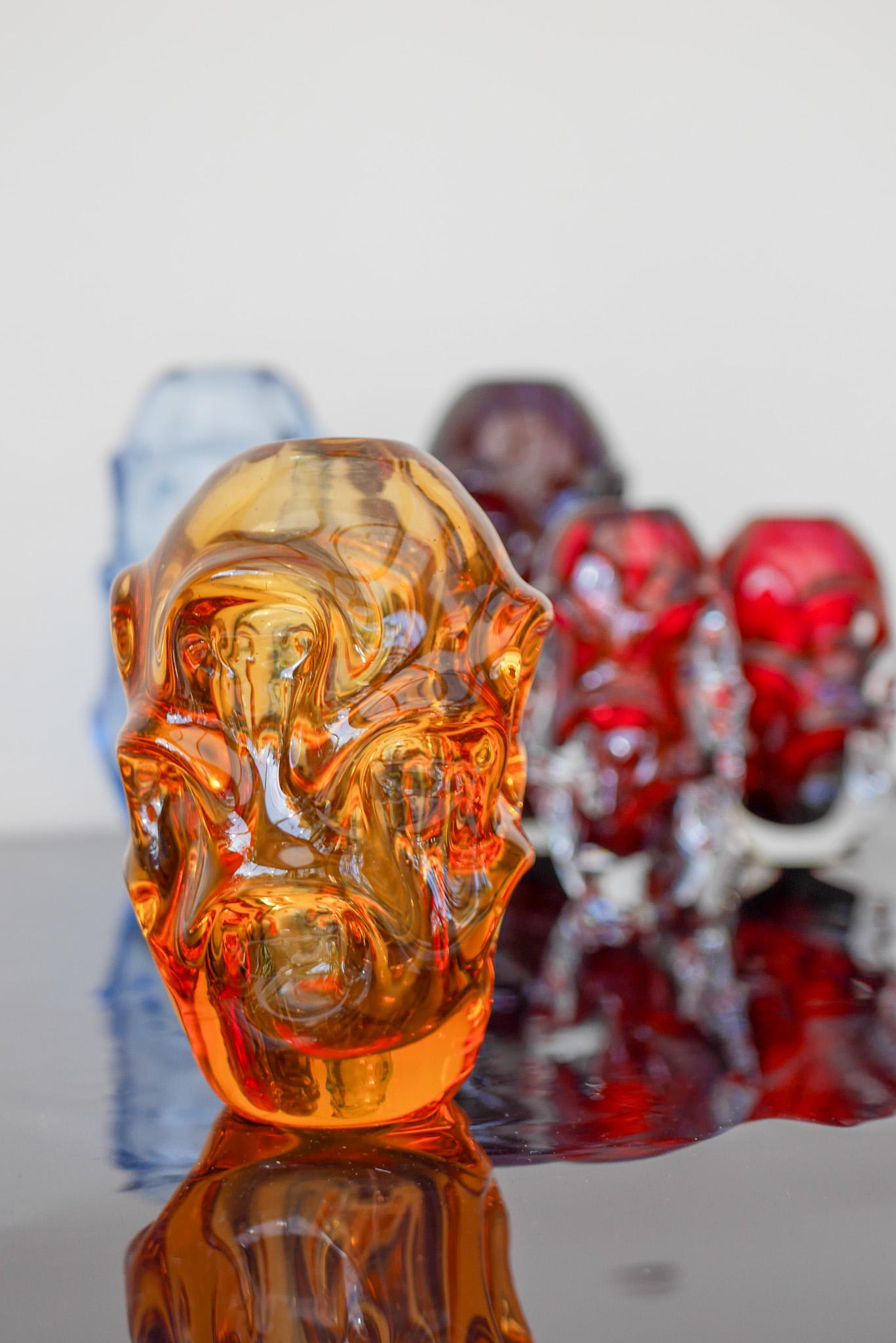 Vase en verre d'art orange vif par Börne Augustsson pour Åseda, Suède en vente 6