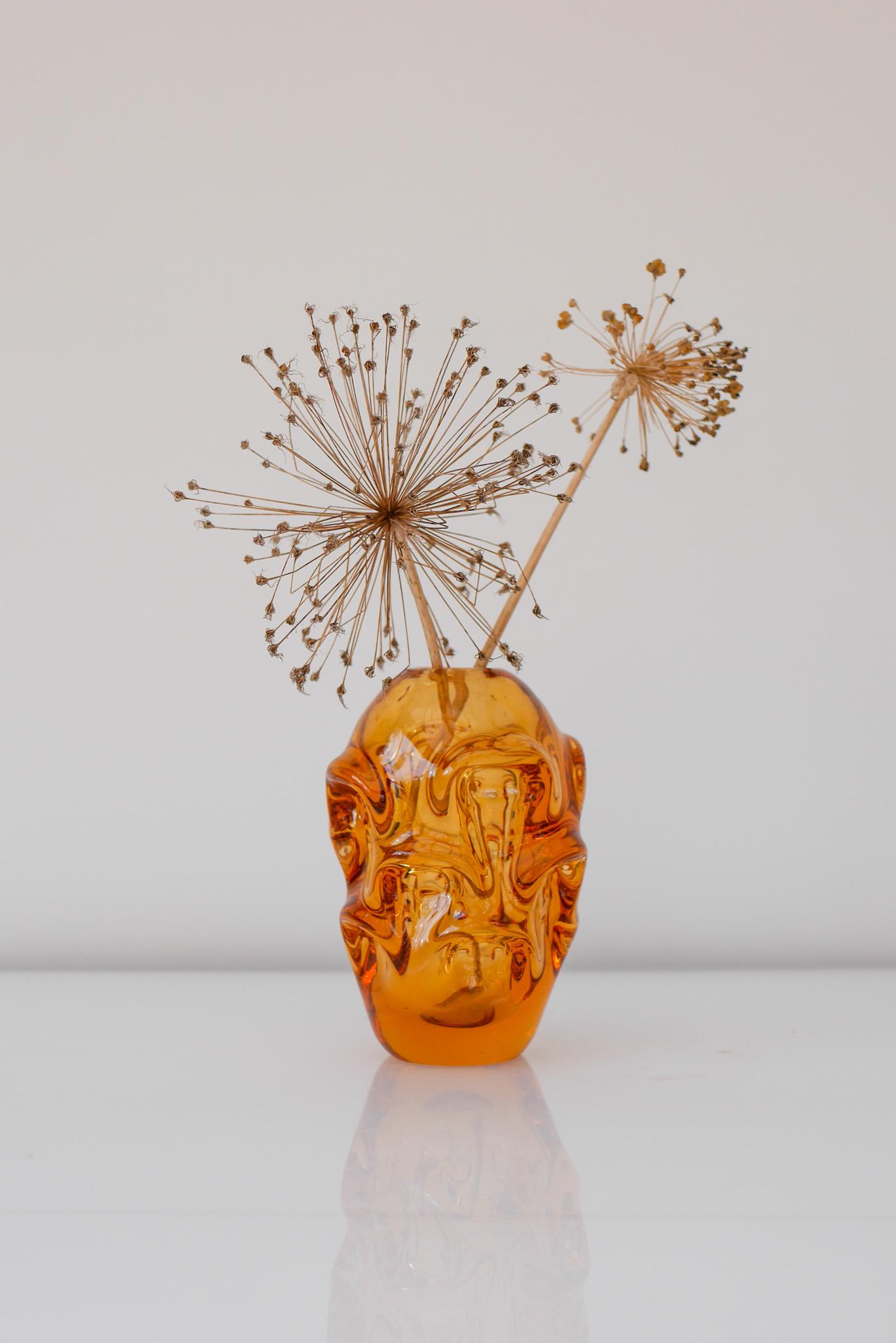 Vase en verre d'art orange vif par Börne Augustsson pour Åseda, Suède en vente 7