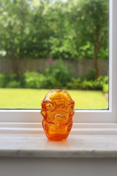 Leuchtend orangefarbene Kunstglasvase von Börne Augustsson für Åseda, Schweden