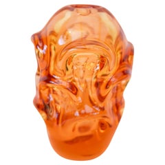Bright orange Art Glass Vase by Börne Augustsson for Åseda, Sweden