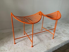 Bright Orange Eyelash Iron Two-Seat Bench