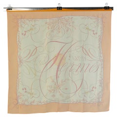Bright orange silk chiffon printed scarf "Effluves" Hermès