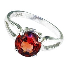 AJD  Bright Orange Garnet in Sterling Silver Ring Great January Birthday Gift!