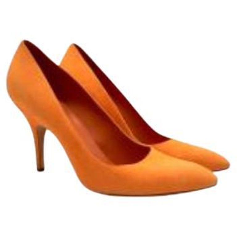 Bright Orange Suede Heeled Pumps For Sale at 1stDibs | orange heels