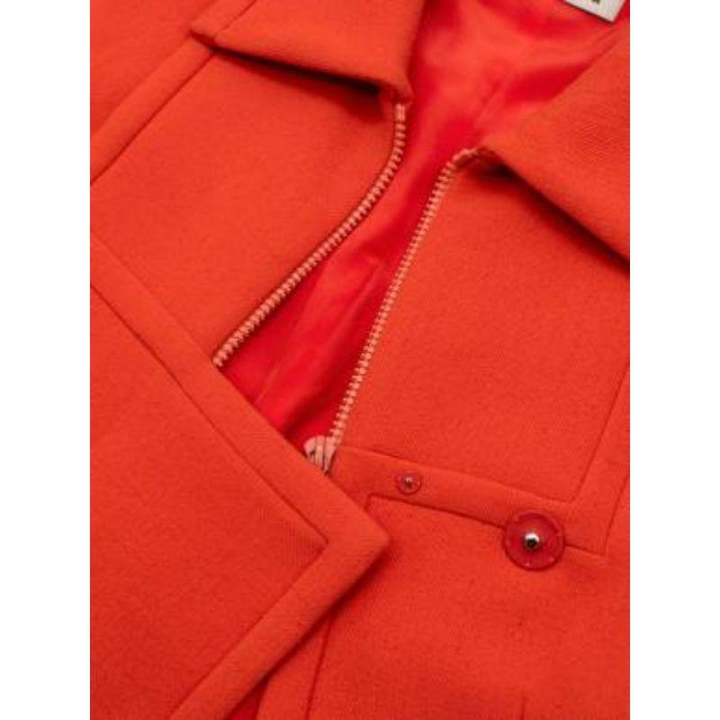 Women's bright orange wool short sleeve zip top For Sale