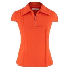 bright orange wool short sleeve zip top