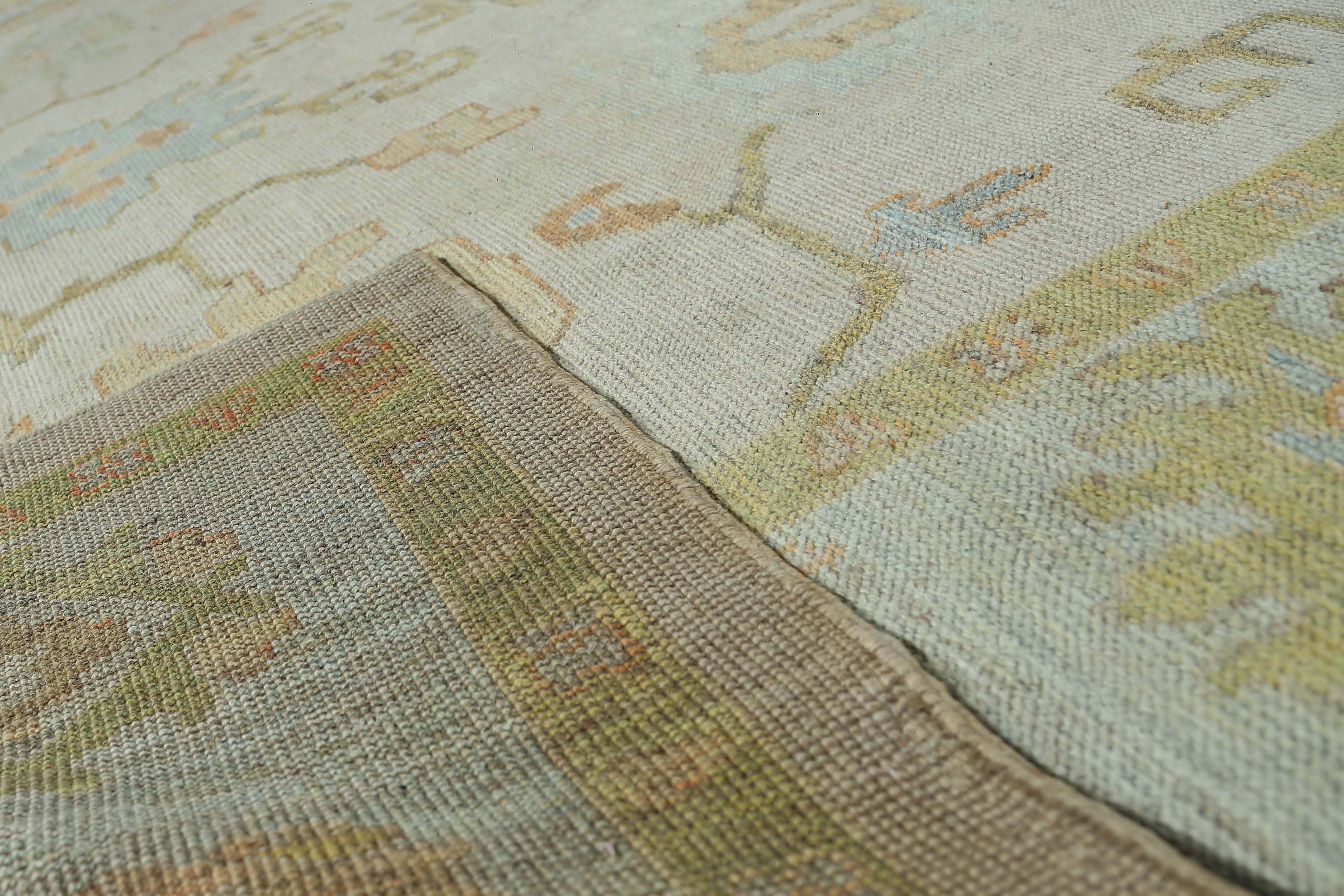 20th Century Afghanistan Oushak Area Rugs Circa 1990 - Wool Blue Ivory Design - 95471 For Sale