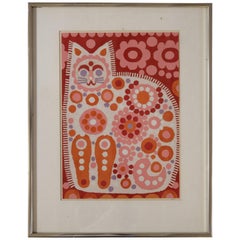 Vintage Bright Patchwork Collage in a Cat Motif