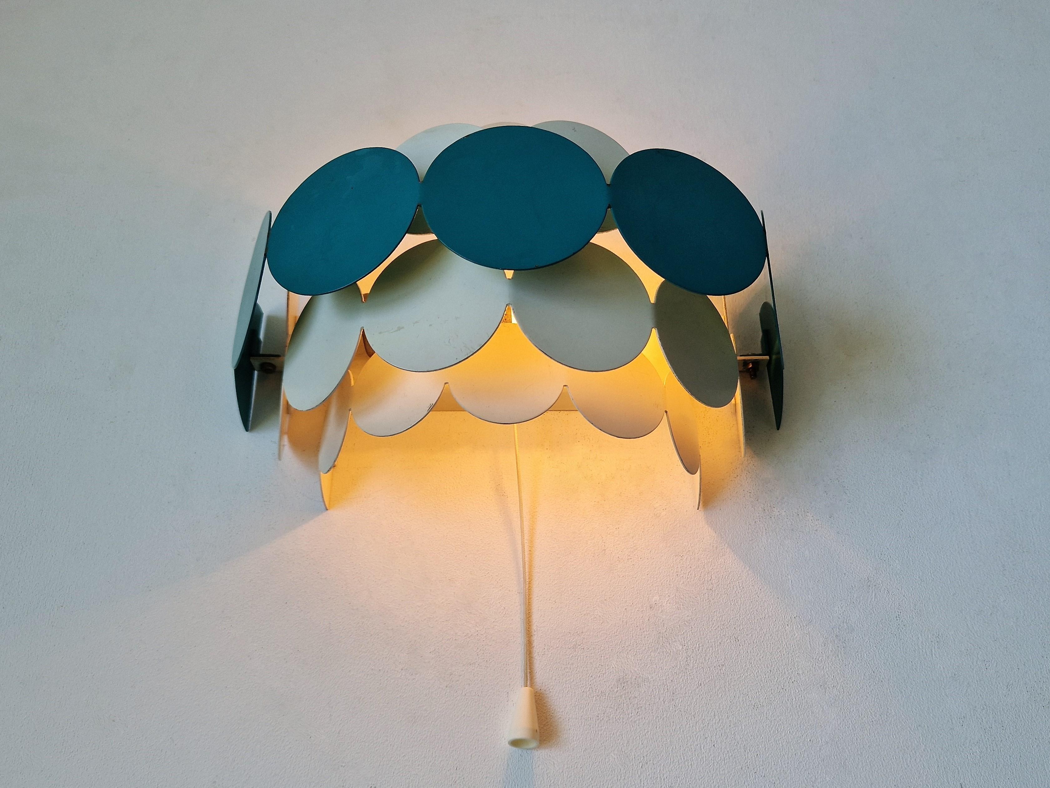Bright Petrol and White Wall Lamps by Doria Leuchten, Germany 1960's/1970's For Sale 1