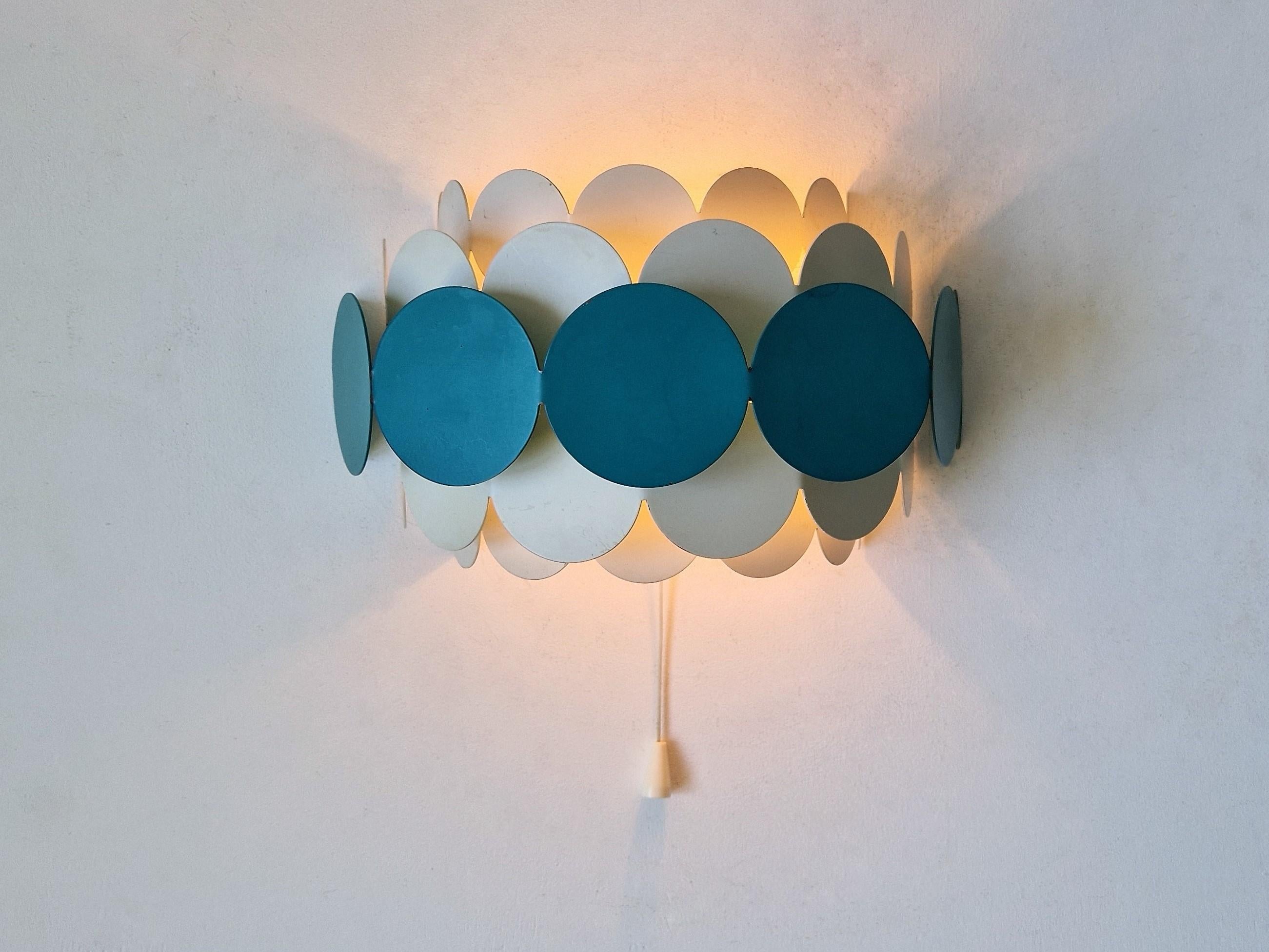 Bright Petrol and White Wall Lamps by Doria Leuchten, Germany 1960's/1970's For Sale 2