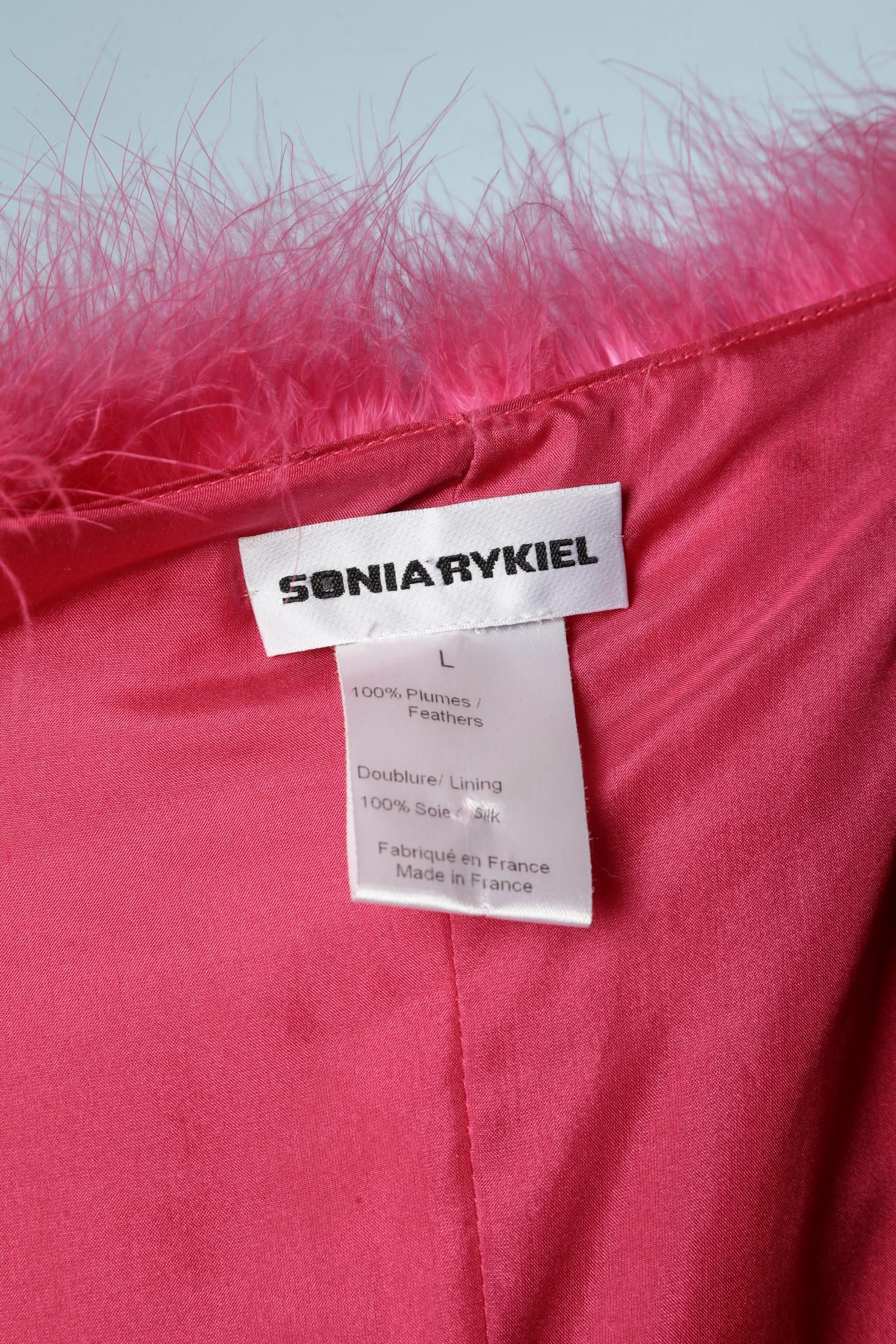 Bright pink feather's coat Sonia Rykiel  In Excellent Condition For Sale In Saint-Ouen-Sur-Seine, FR