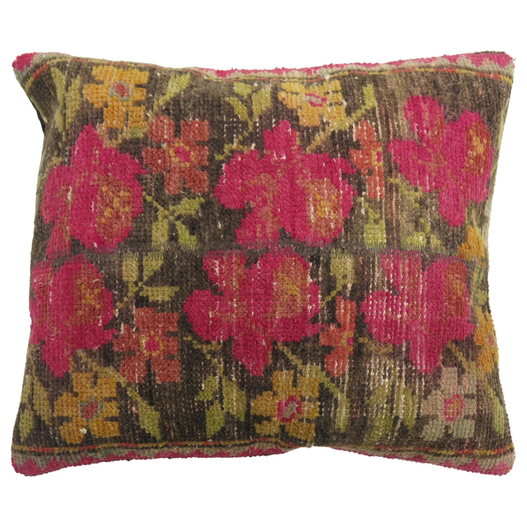 Bright Pink Flower 20th Century Turkish Pillow For Sale