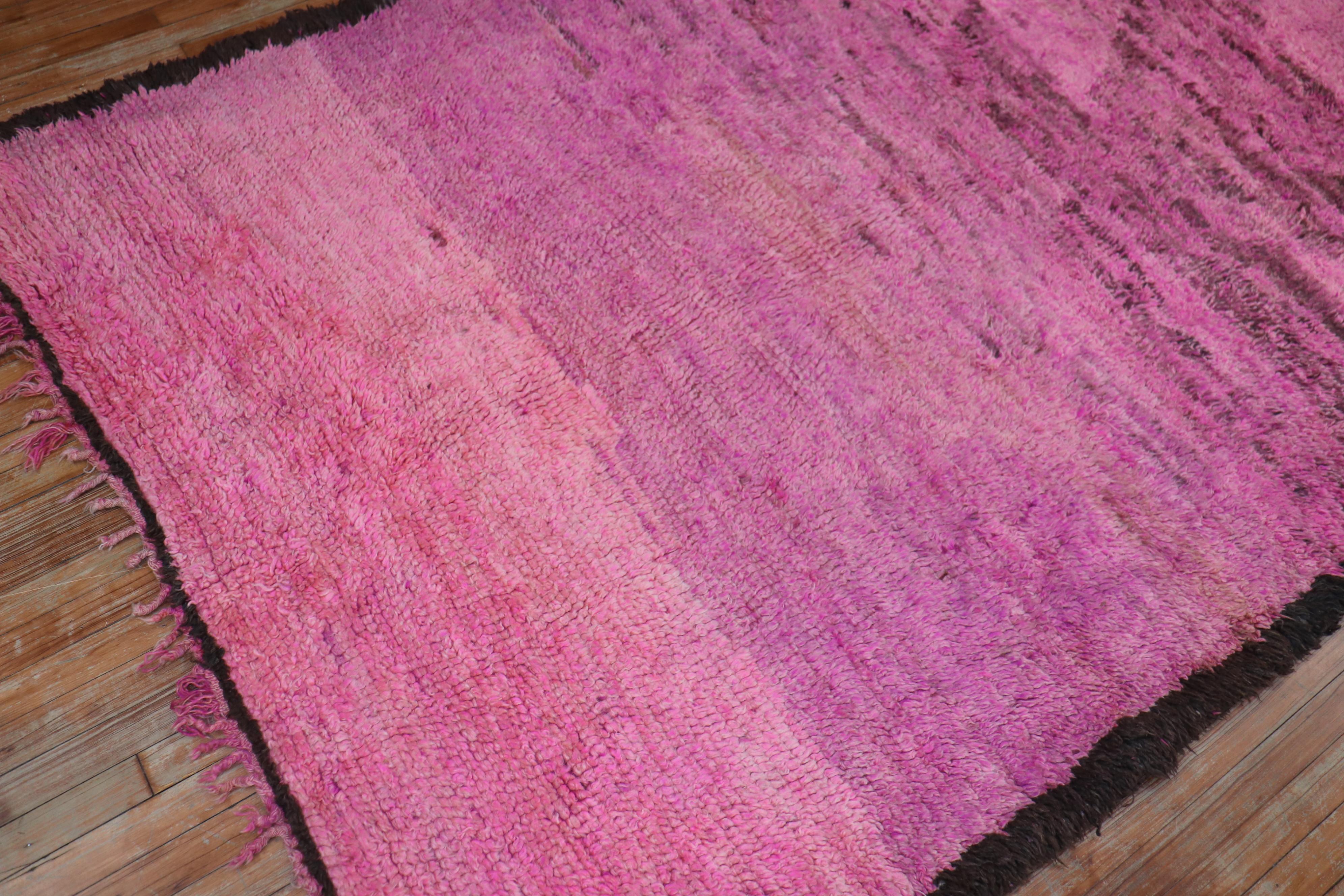 Bright Pink Midcentury Moroccan Minimalist Rug 2