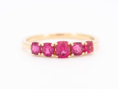Bright Pink Red Spinel Stacking Band 14K Gold R5085-1