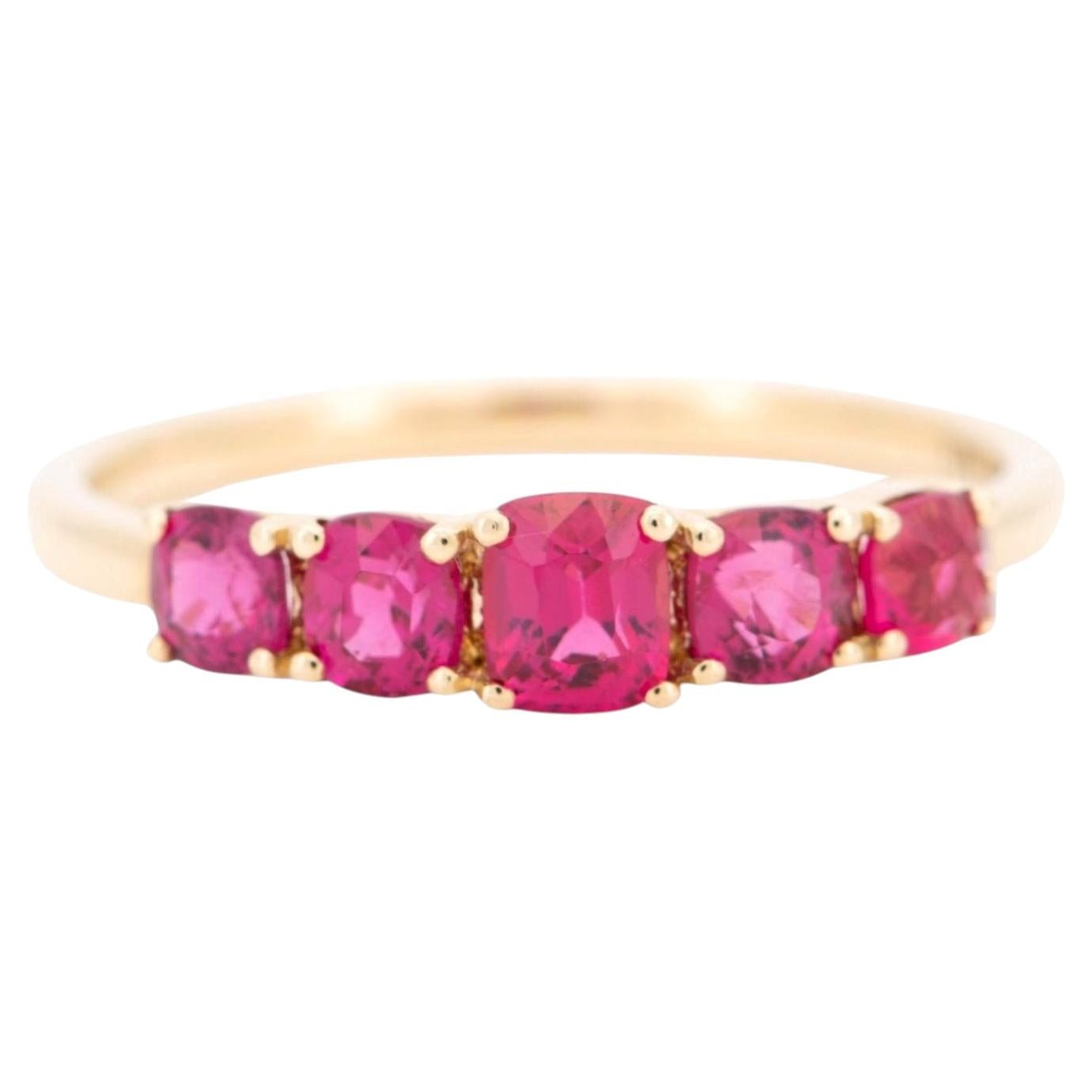 Bague empilable en spinelle rose vif et rouge, or 14 carats, R5085-1 en vente