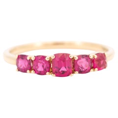Bright Pink Red Spinel Stacking Band 14K Gold R5085-1