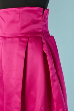 Bright pink satin high waisted puffer trouser ALEXANDRE VAUTHIER