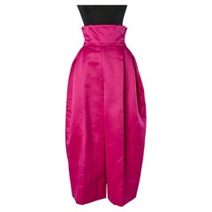 Bright pink satin high waisted puffer trouser ALEXANDRE VAUTHIER