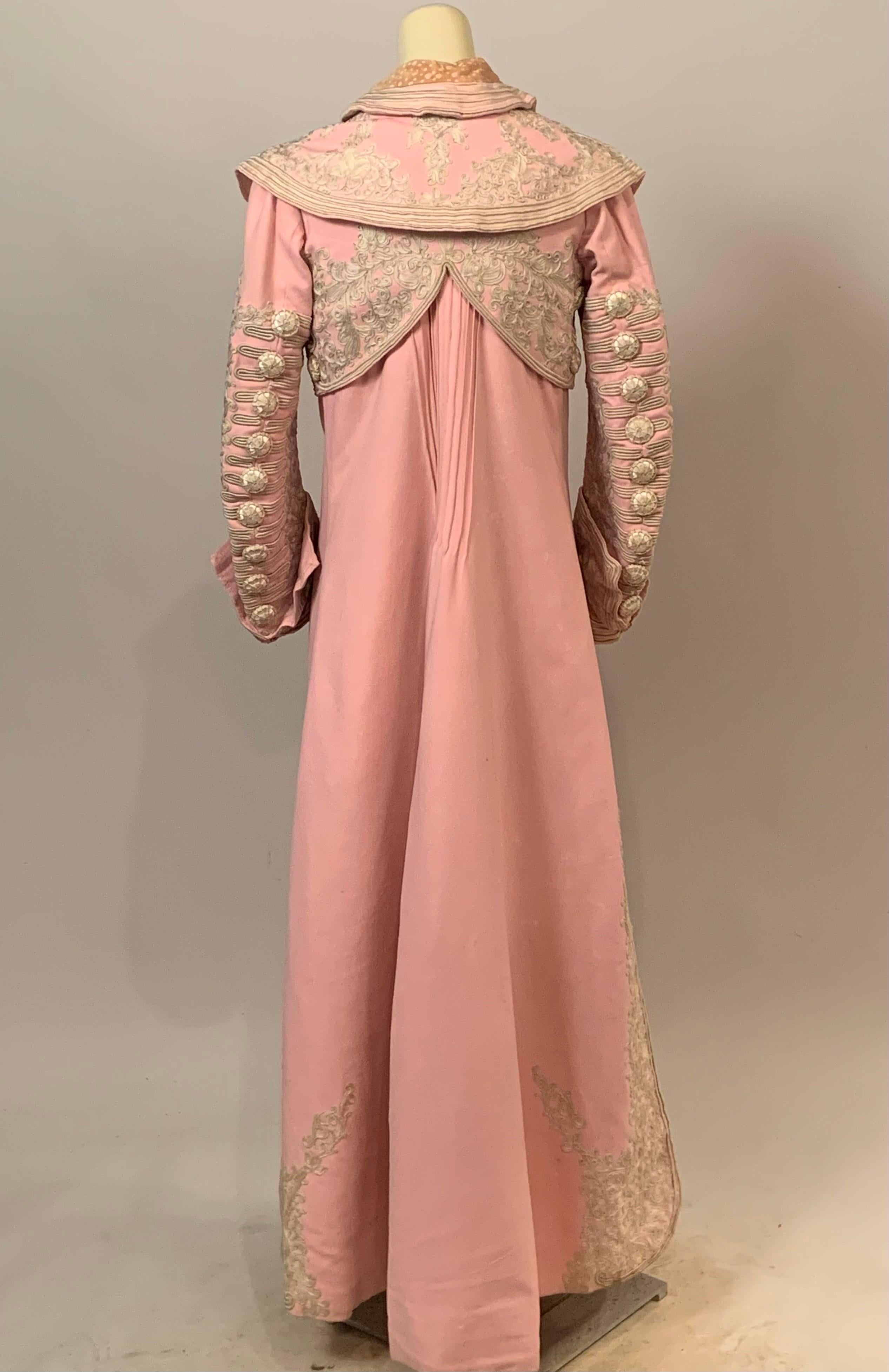 Bright Pink Wool Coat with Elaborate Ribbon Work and Button Trim Circa 1900 5