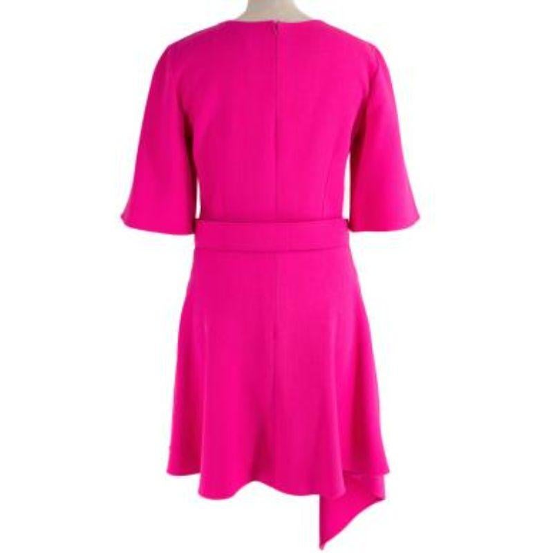 Oscar de la Renta bright pink wool crepe Primrose dress
 
 - Vivid pink hue in spongy wool crepe
 - Asymmetric hemline
 - Tailored bodice, with nipped in waist and half sleeve
 -Zip fastening along the back 
 
 Material: 
 95% Wool
 4% Polyamide 
