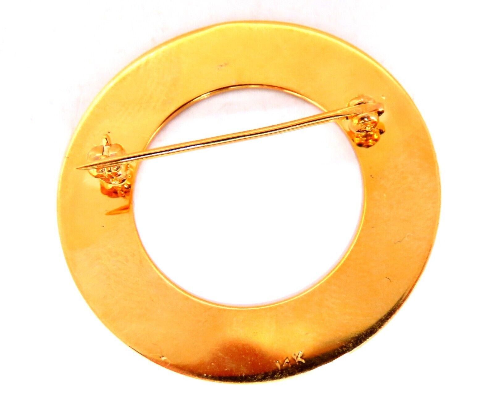 Women's or Men's Bright Ray Circle Pin 14kt For Sale