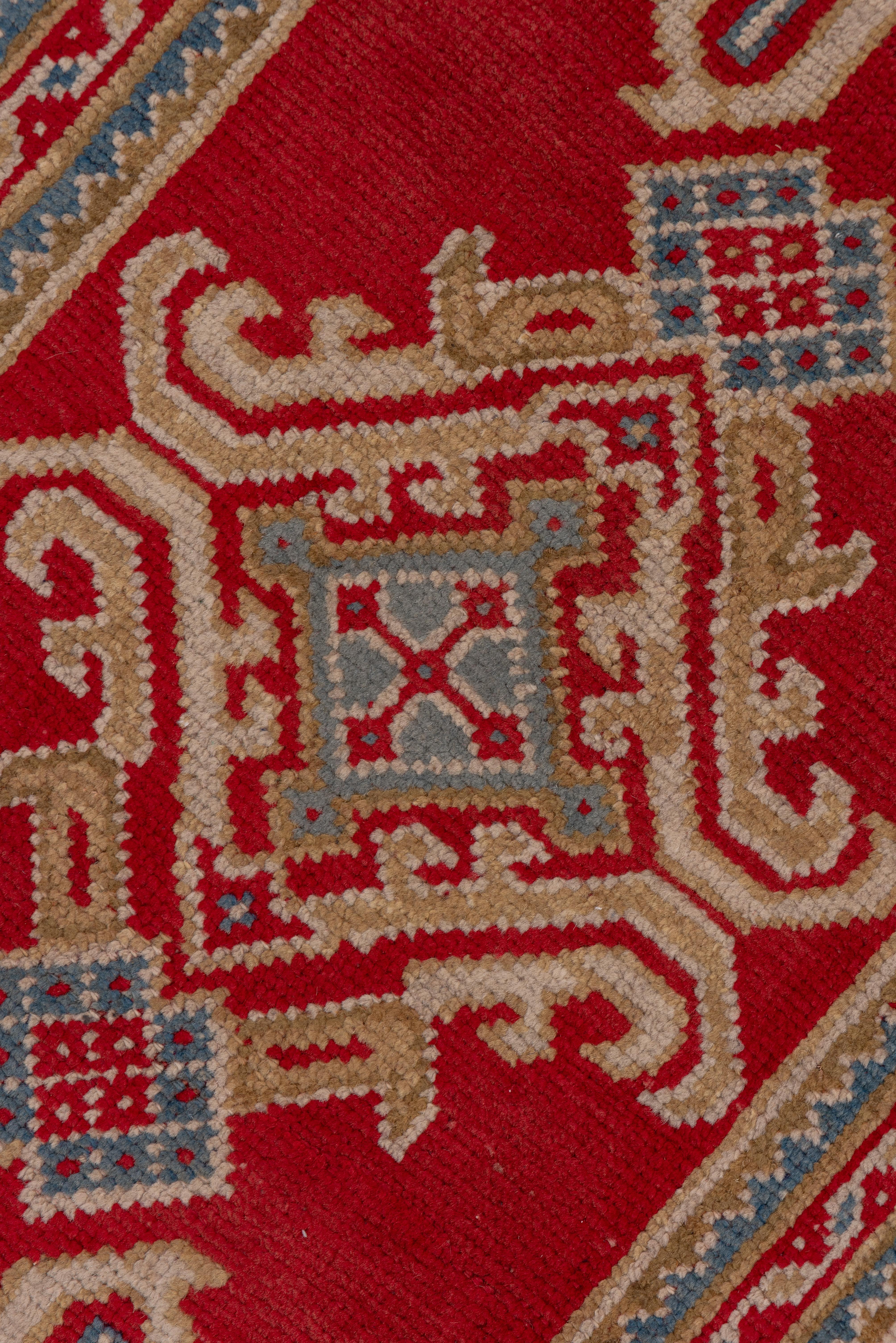 Hand-Knotted Bright Red Antique Long & Narrow Oushak Runner, circa 1930s