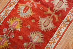 Bright Red Antique Oushak Short Runner