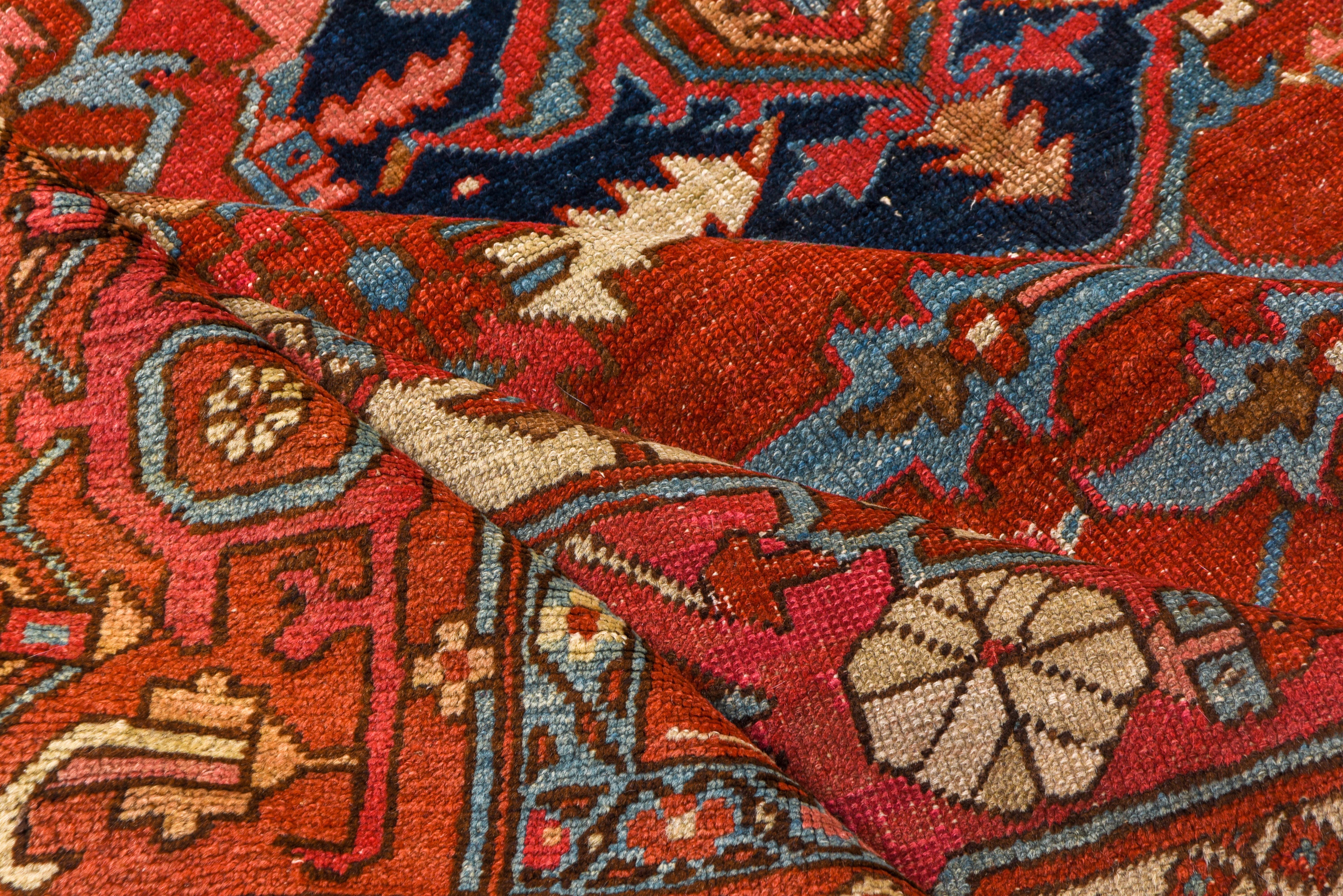 20th Century Bright Red Authentic Persian Serapi Carpet