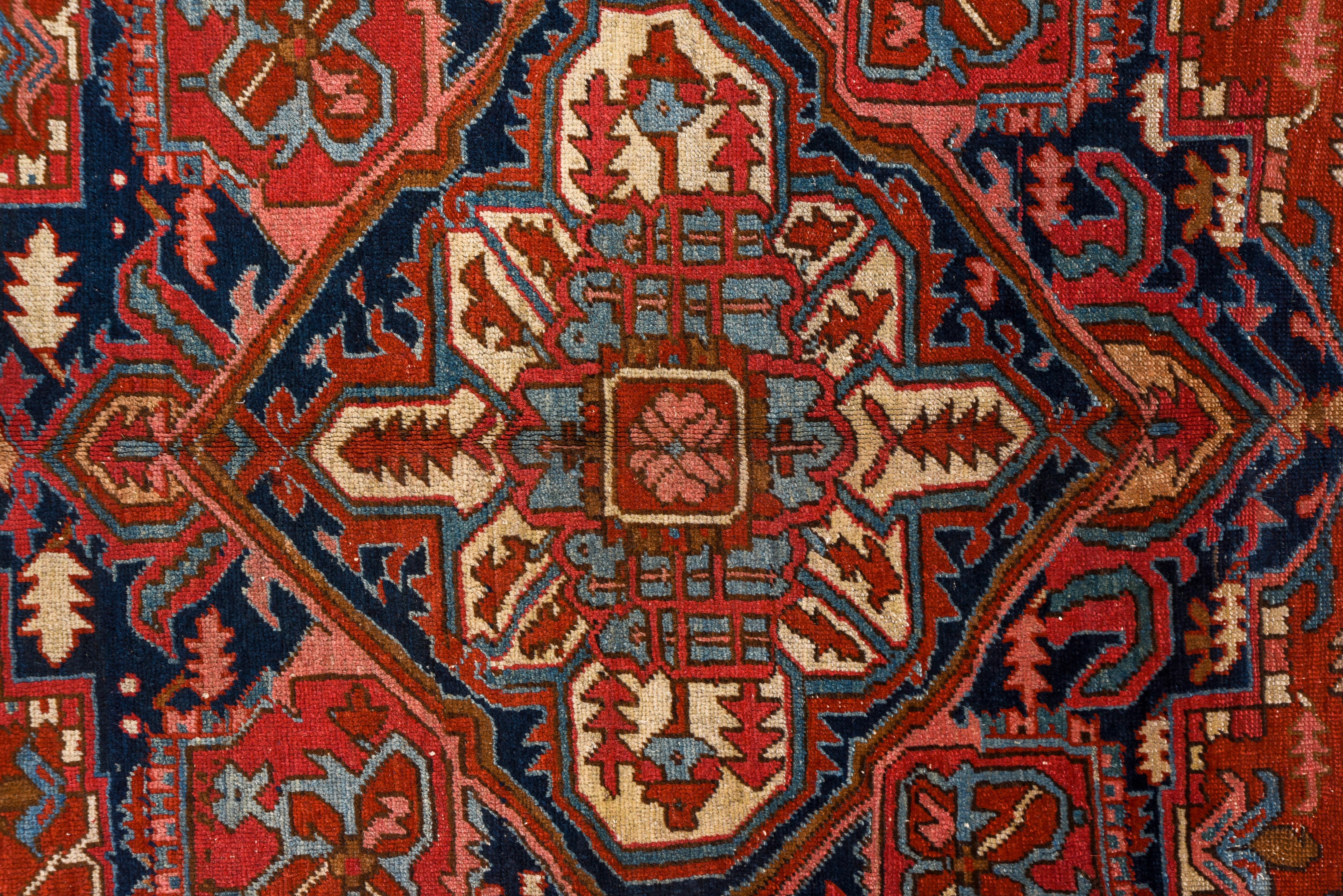 Bright Red Authentic Persian Serapi Carpet 1